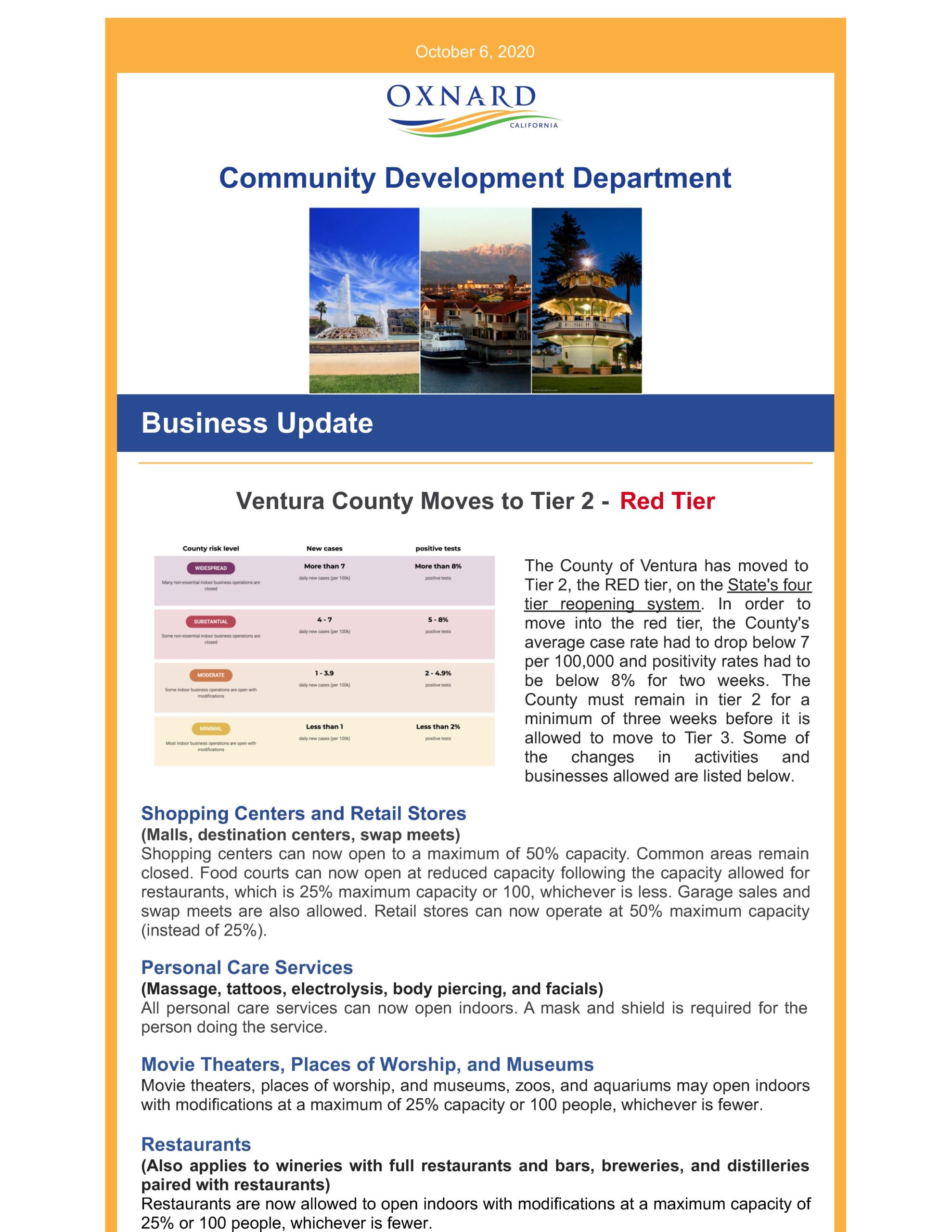 Community Development News Letter, Oct 6, 2020 Page 1
